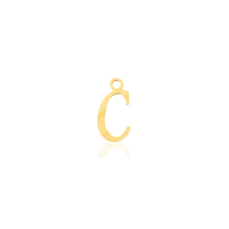Breloques alphabet lettre C calligraphie Doré acier inoxydable - Leyabijoux.com