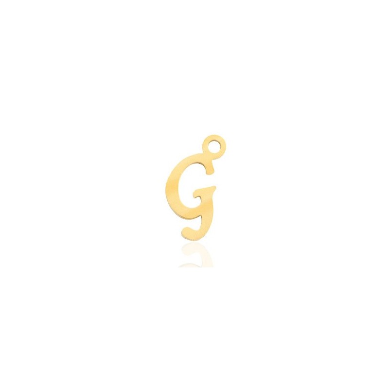 Breloques alphabet lettre G calligraphie Doré acier inoxydable - Leyabijoux.com