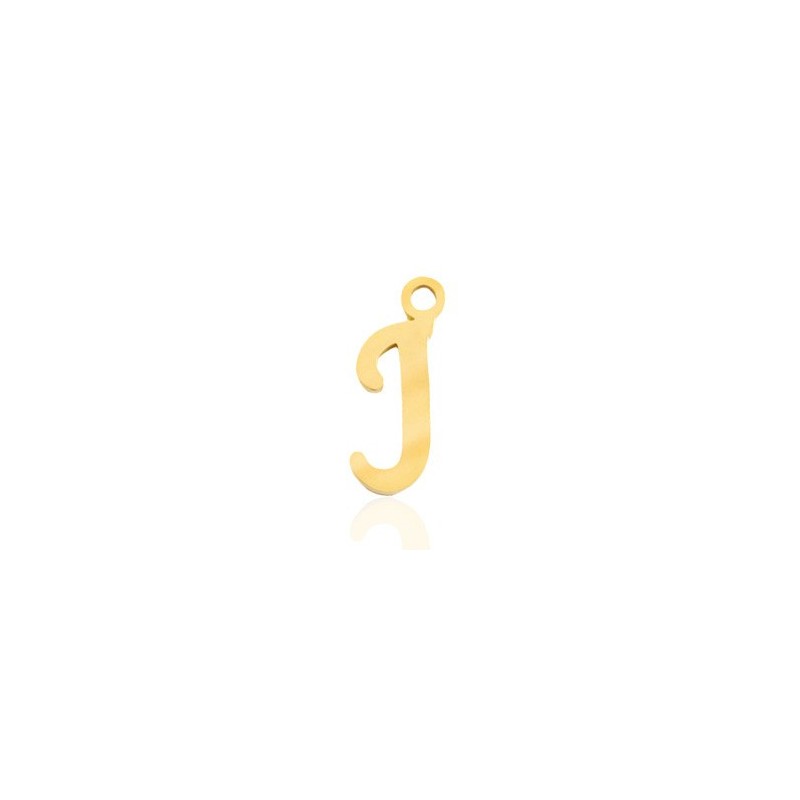 Breloques alphabet lettre J calligraphie Doré acier inoxydable - Leyabijoux.com