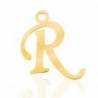 Breloques alphabet lettre R calligraphie Doré acier inoxydable - Leyabijoux.com