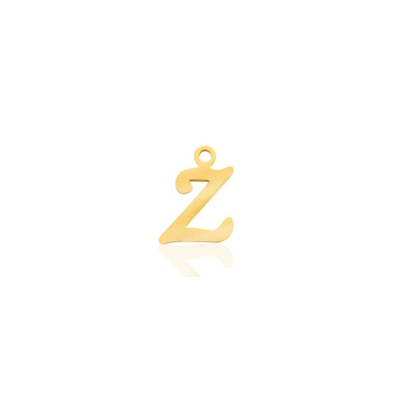 Breloques alphabet lettre Z calligraphie Doré acier inoxydable - Leyabijoux.com