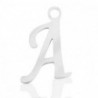 Breloques alphabet lettre A calligraphie Argenté acier inoxydable - Leyabijoux.com