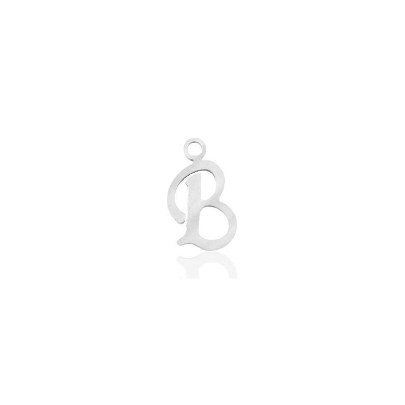 Breloques alphabet lettre B calligraphie Argenté acier inoxydable - Leyabijoux.com