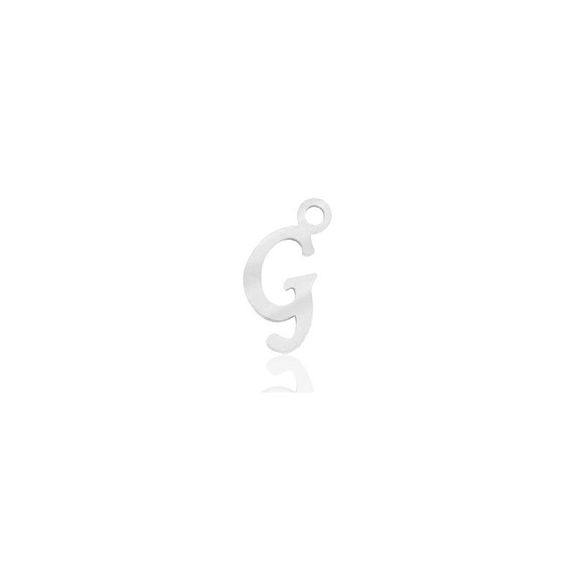 Breloques alphabet lettre G calligraphie Argenté acier inoxydable - Leyabijoux.com