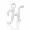 Breloques alphabet lettre H calligraphie Argenté acier inoxydable - Leyabijoux.com