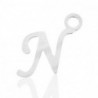 Breloques alphabet lettre N calligraphie Argenté acier inoxydable - Leyabijoux.com