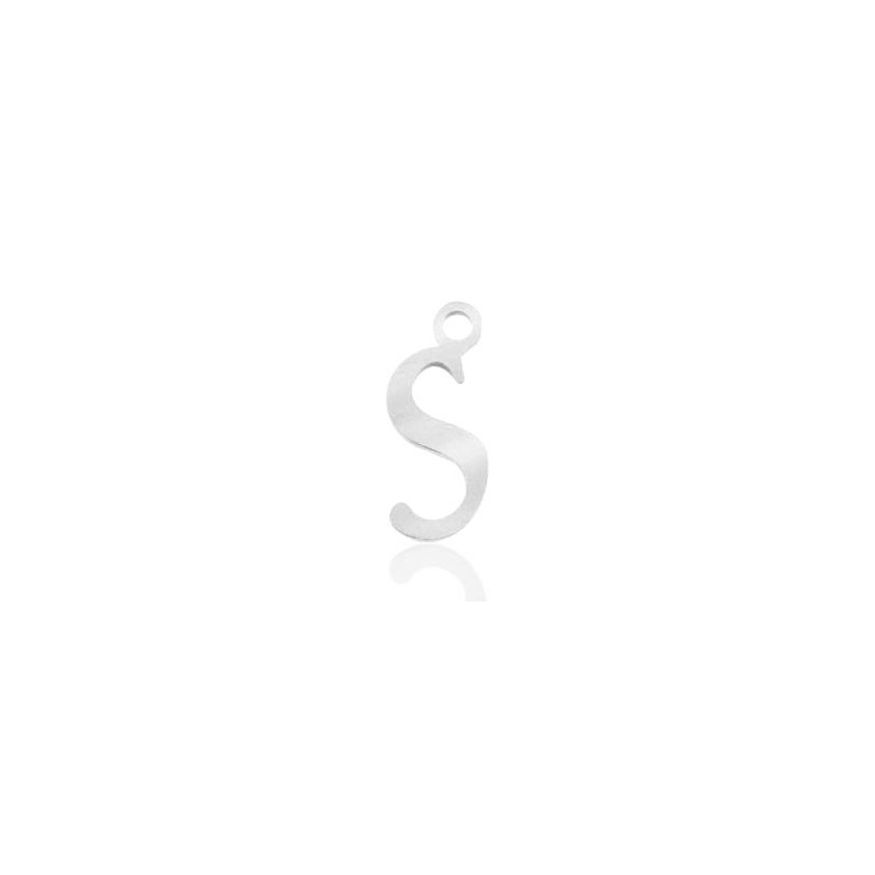 Breloques alphabet lettre S calligraphie Argenté acier inoxydable - Leyabijoux.com