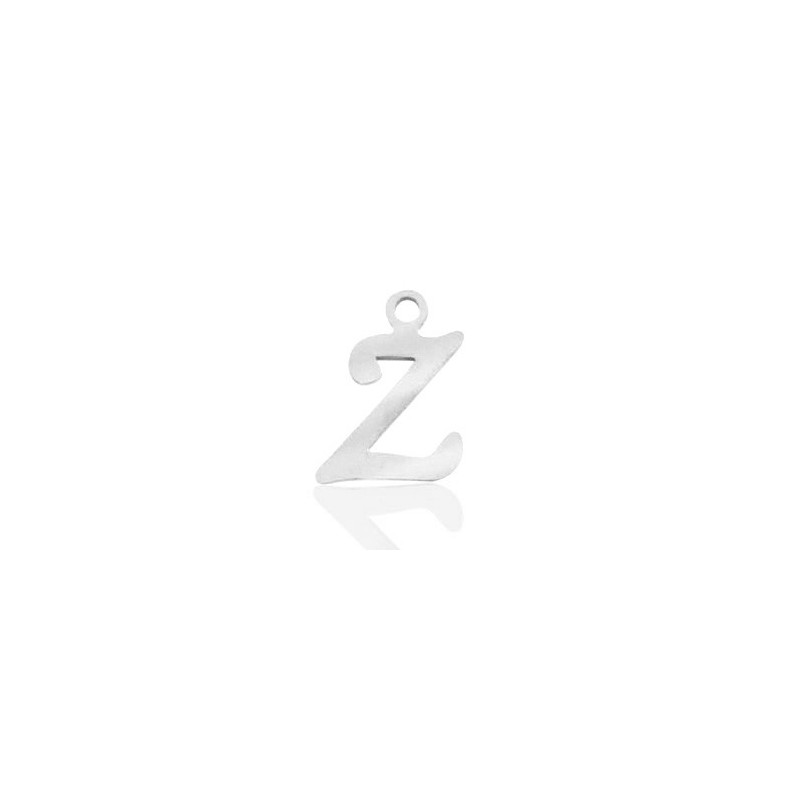 Breloques alphabet lettre Z calligraphie Argenté acier inoxydable - Leyabijoux.com