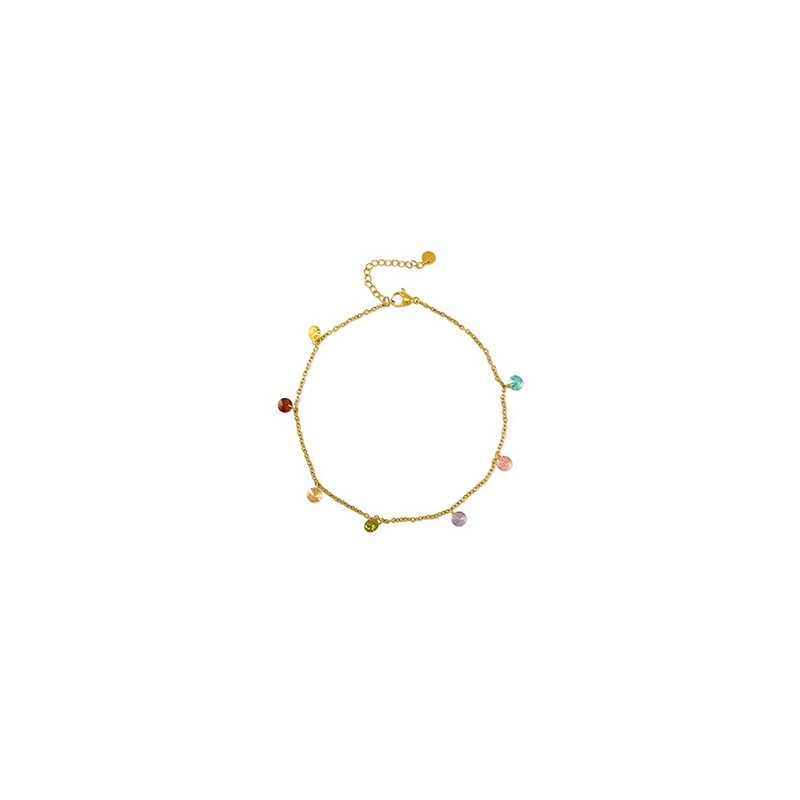 Chaines de cheville acier inoxydable pierre Doré-multicolore