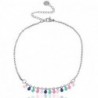Chaines de cheville acier inoxydable jaseron maillons émail Argenté-multicolore