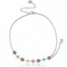Chaines de cheville acier inoxydable jaseron maillons émail Argenté-multicolore