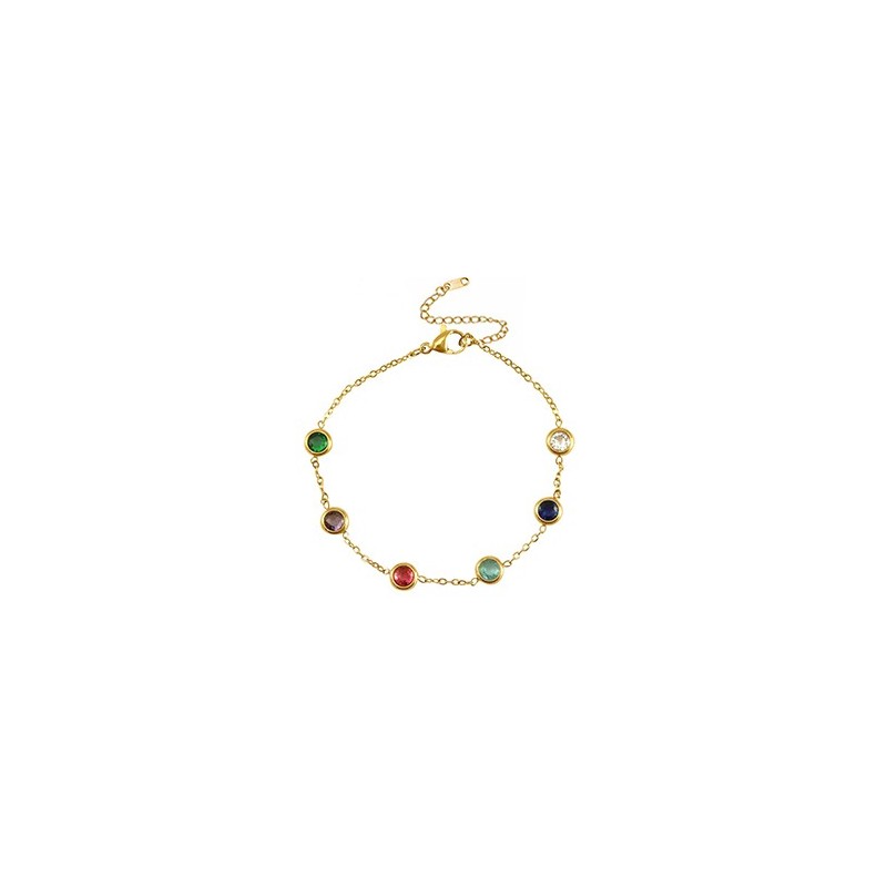 Chaines de cheville acier inoxydable cristal Doré