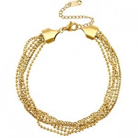 Chaines de cheville acier inoxydable multiple rangs Doré