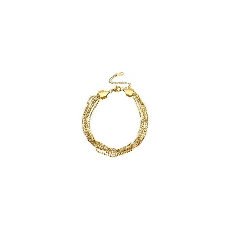 Chaines de cheville acier inoxydable multiple rangs Doré