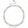 Chaines de cheville acier inoxydable jaseron maillons émail Argenté-multicolore