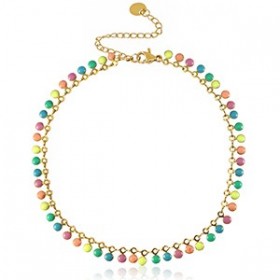 Chaines de cheville acier inoxydable jaseron maillons émail Doré-multicolore