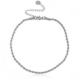 Chaines de cheville acier inoxydable jaseron maillons Argenté