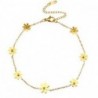 Chaines de cheville acier inoxydable fleurs Doré