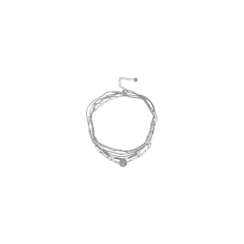 Chaines de cheville acier inoxydable pierre Argenté-blanc