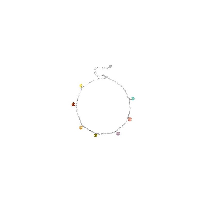 Chaines de cheville acier inoxydable pierre Argenté-multicolore