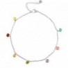 Chaines de cheville acier inoxydable pierre Argenté-multicolore