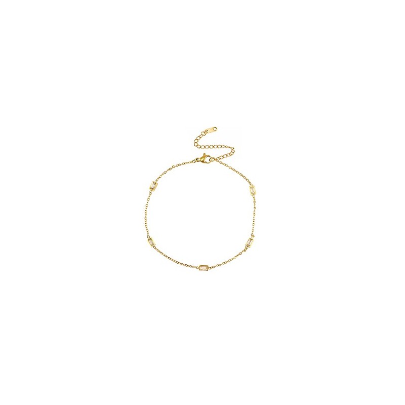 Chaines de cheville acier inoxydable cristal Doré