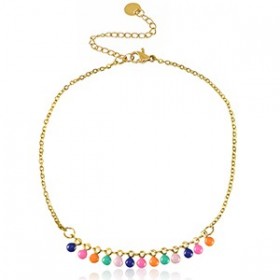 Chaines de cheville acier inoxydable jaseron maillons émail Doré-multicolore