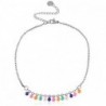 Chaines de cheville acier inoxydable jaseron maillons émail Argenté-multicolore